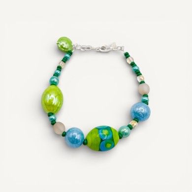 JUDIT | Braccialetto Verde e Azzurro | Murano-Store