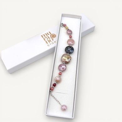 GAUDI' | Pulsera con perlas rosas | Murano-Store