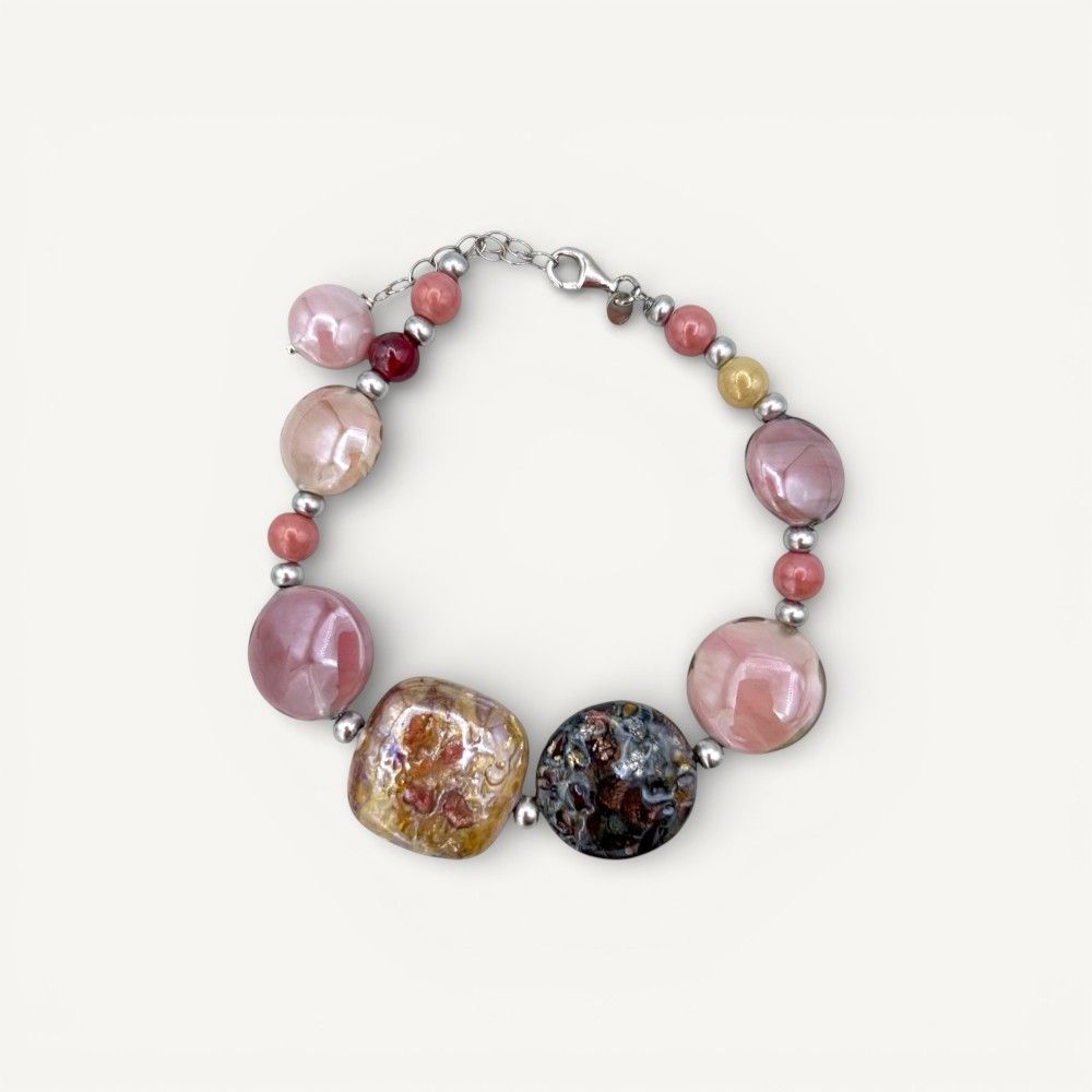 GAUDI' | Bracelet avec perles roses | Murano-Store