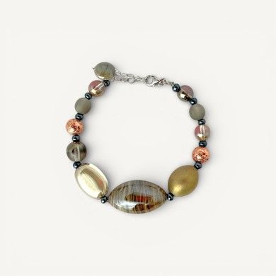 BOURGEOIS | Armreif mit beigen Perlen | Murano-Store