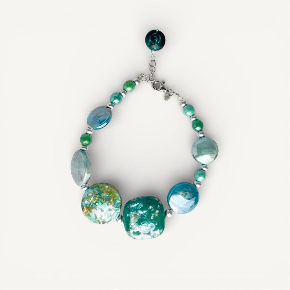 GAUDI' | Bracelet with aquamarine beads | Murano-Store