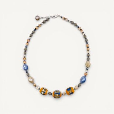 JUDIT | Collana con perle arancioni e indaco | Murano-Store