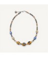 JUDIT | Halskette mit orangen und indigoblauen Perlen | Murano-Store