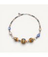 JUDIT | Halskette mit orangen und indigoblauen Perlen | Murano-Store