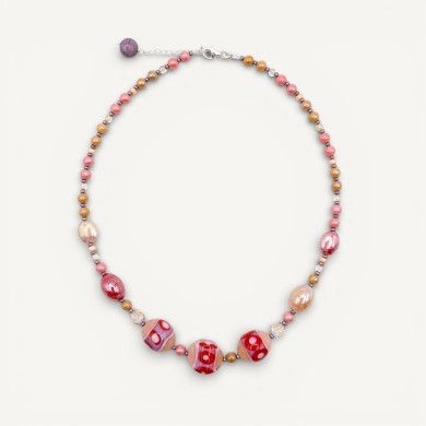 JUDIT | Necklace with Pink Red Beads | Murano-Store