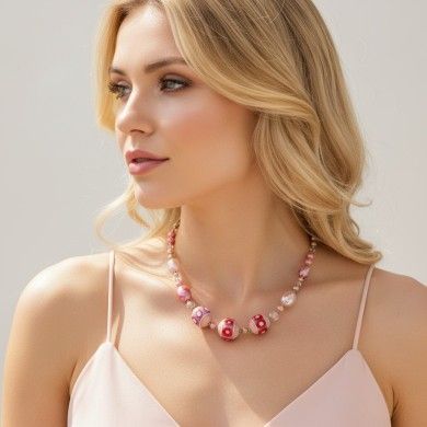 JUDIT | Collier avec perles roses | Murano-Store