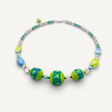 JUDIT | Colar de pérolas verdes e azuis | Murano-Store