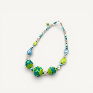 JUDIT | Green and Blue Bead Necklace | Murano-Store