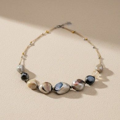 REMBRANDT | Collana di perle beige e catenina | Murano-Store