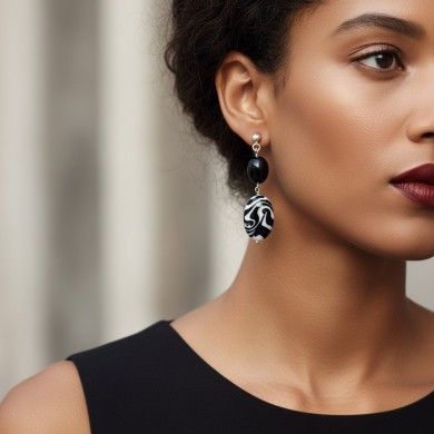 GAUGUIN | Pingentes de pérolas brancas e pretas | Murano-Store