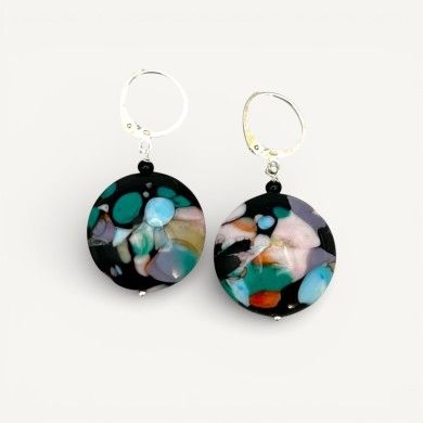 POLLOK | Brincos com pingente salpicado de preto | Murano Store