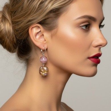 GAUDI' | Orecchini doppia perla con effetto dicroico | Murano-Store