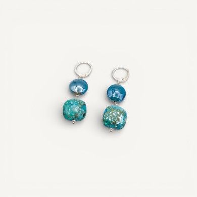 GAUDÌ | Navy green pearl dangle earrings | Murano-Store