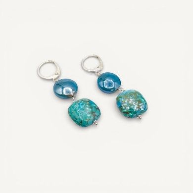 GAUDÌ | Navy green pearl dangle earrings | Murano-Store