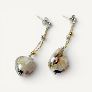 REMBRANDT | Brincos de pérolas em aventurina | Murano-Store