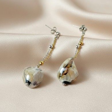 REMBRANDT | Orecchini con perla in Avventurina | Murano-Store