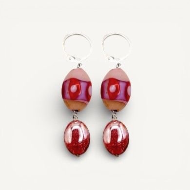 JUDIT | Earrings with pink and red pearls | Murano-Store