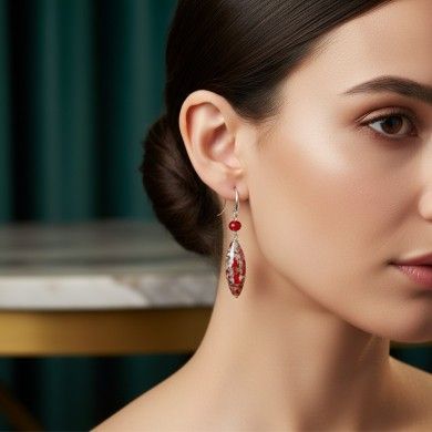 MONET | Pendientes colgantes rojos | Murano-Store