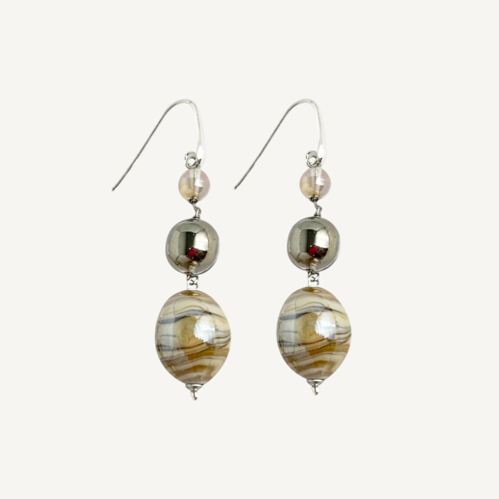 BOURGEOIS | Brincos de gota Bege | Murano-Store
