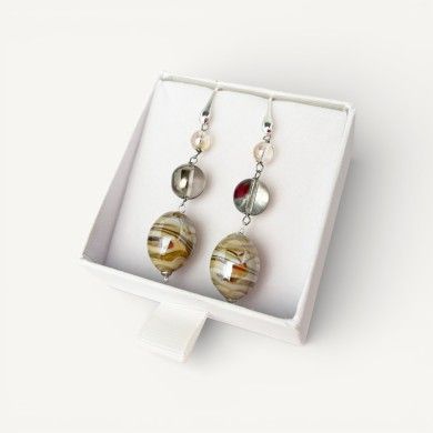BOURGEOIS | Brincos de gota Bege | Murano-Store