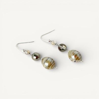 BOURGEOIS | Brincos de gota Bege | Murano-Store