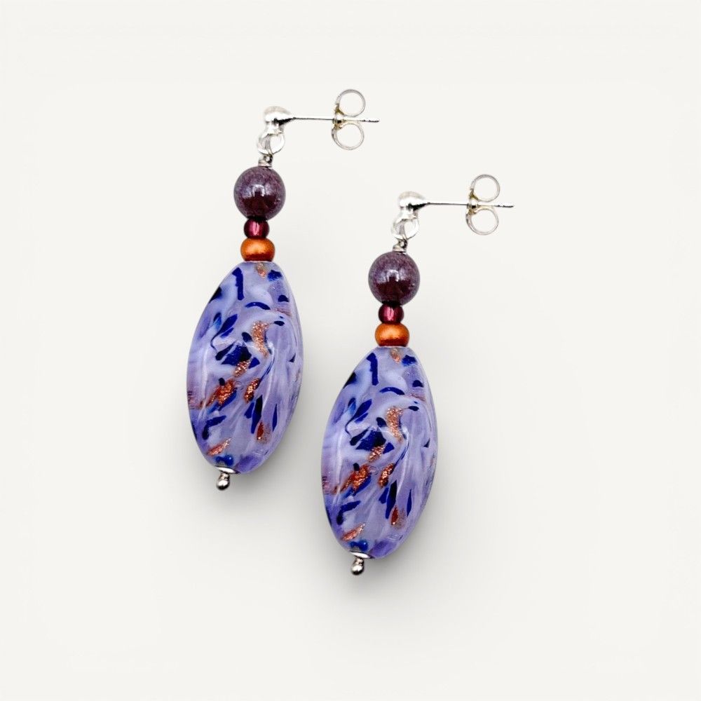 RIVERA | Orecchini Viola e Blu con Avventurina | Murano-Store