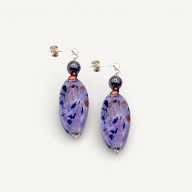 RIVERA | Orecchini Viola e Blu con Avventurina | Murano-Store