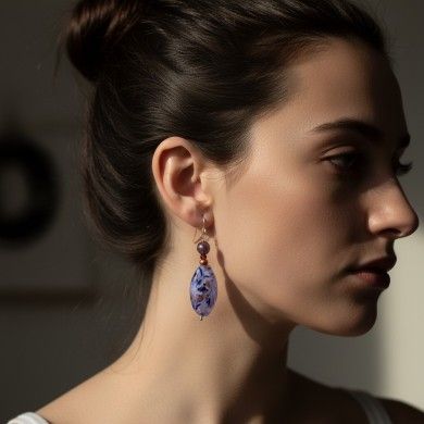 RIVERA | Brincos roxos e azuis com aventurina | Murano-Store