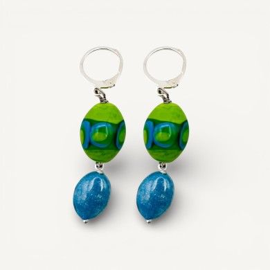 JUDIT | Green and Blue | Murano-Store Dangle Earrings