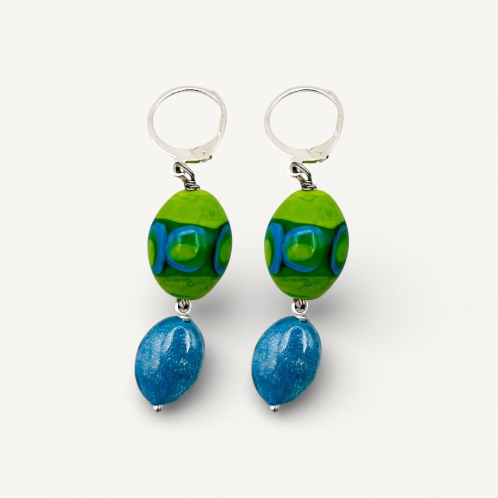 JUDIT | Green and Blue | Murano-Store Dangle Earrings