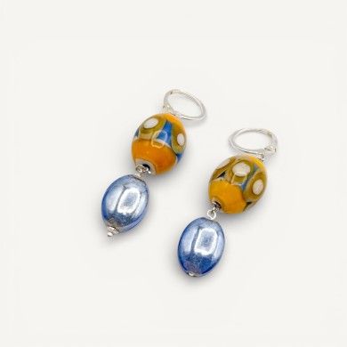 JUDIT | Orange and indigo dangle earrings | Murano-Store