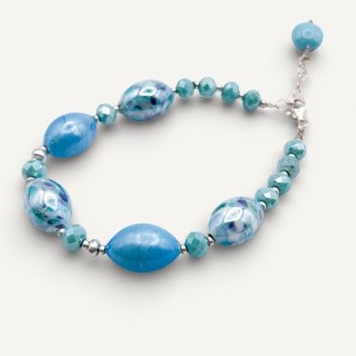 MONET | Armband mit Aquamarinperlen | Murano-Store