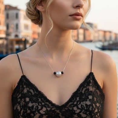 ASHLEY | Silber Halskette mit Glasperle | Murano-Store