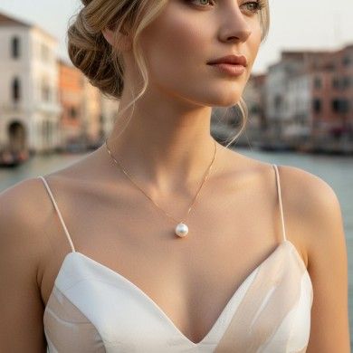 ASHLEY | Collier argent et perle blanche | Murano-Store