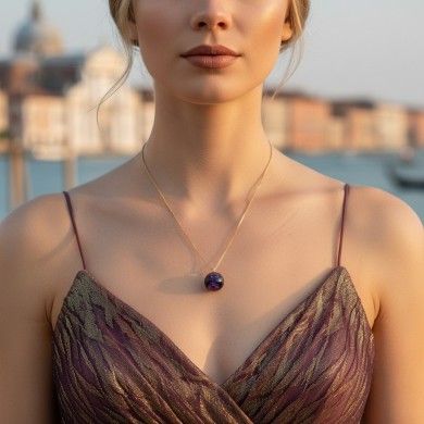 ASHLEY | Colar de prata com conta de vidro | Murano-Store