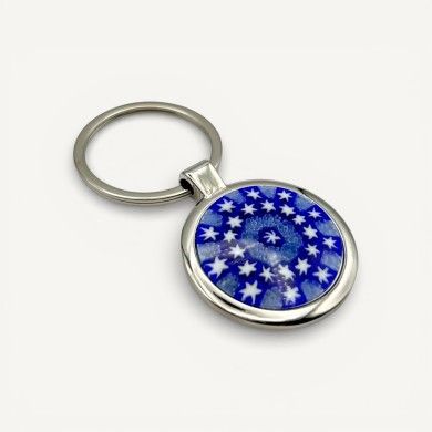 SOLE | Porta-chaves em aço com Murrine azul | Murano Store