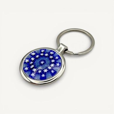 SOLE | Steel Keychain with Blue Murrine | Murano Store