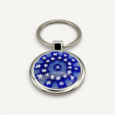 SOLE | Porta-chaves em aço com Murrine azul | Murano Store