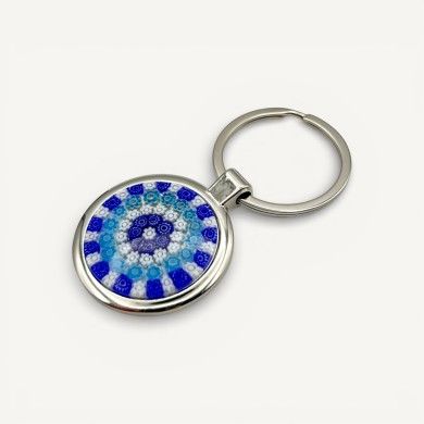 SOLE | Llavero de acero con Murrine azul | Murano Store