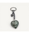 COEUR - Porte-clés avec perle en verre de Murano et feuille d'ARGENT