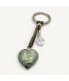 CUORE - Portachiavi con perla in vetro Murano e foglia ARGENTO