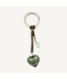HEART - Key ring with colored Murano glass pearl and SILVER leaf