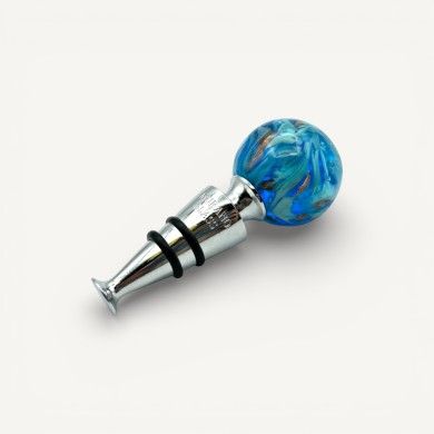 SFERA | Tapón de botella azul claro con aventurina | Murano-Store