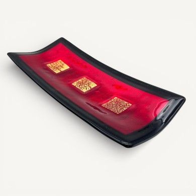 CAMPIELLO | Centrotavola rosso con foglia oro | Murano-Store