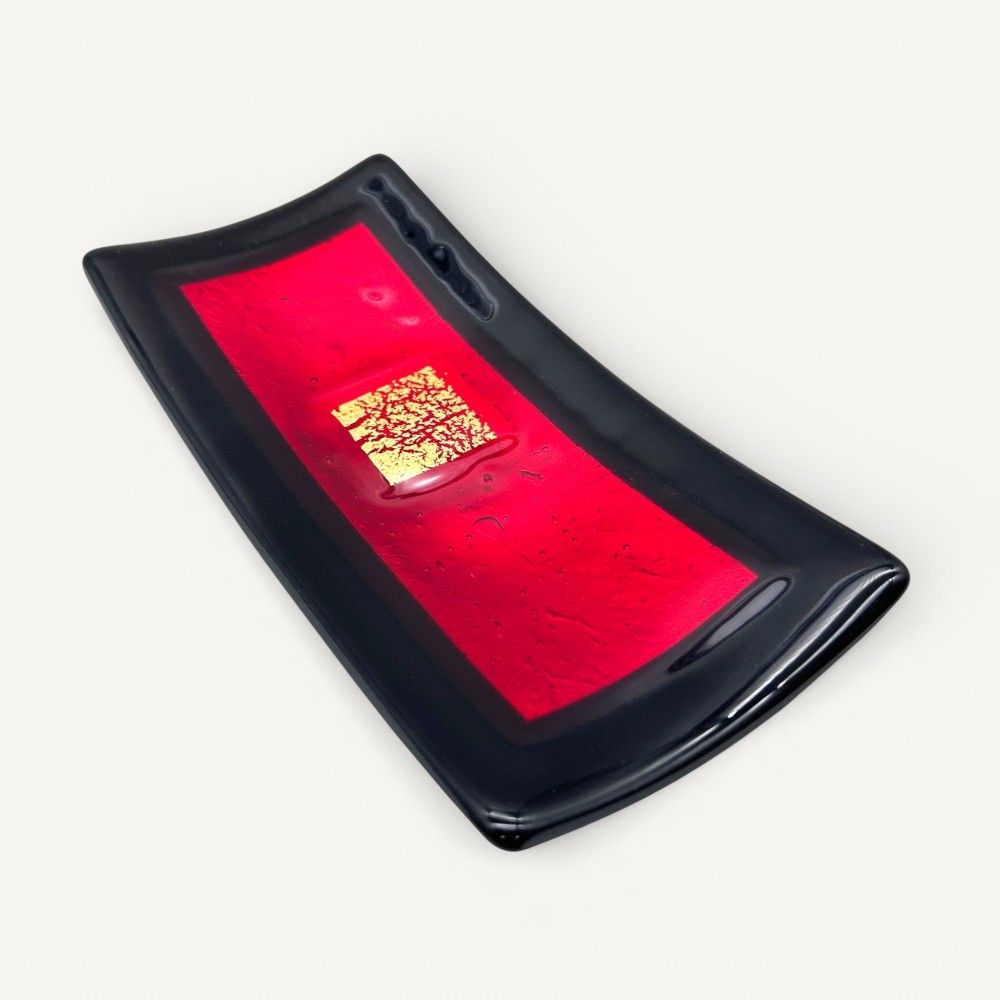 CAMPIELLO | Centrotavola rosso con foglia oro | Murano-Store