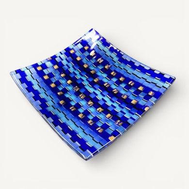 SOLE E LUNA | Blue and Gold Mosaic Plate | Murano Store