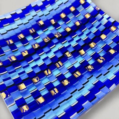 SOLE E LUNA | Blue and Gold Mosaic Plate | Murano Store