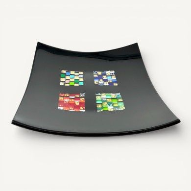 PITAGORA | Black Centerpiece with Mosaic and Gold Leaf | Murano Store