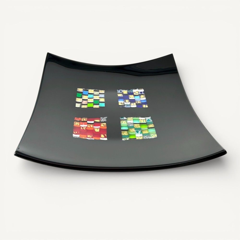 PITAGORA | Schwarzer Tafelaufsatz mit Mosaik und Blattgold | Murano Store