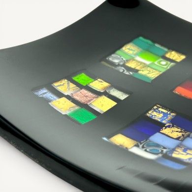 PITAGORA | Centrotavola Nero con Mosaico e Foglia Oro | Murano Store